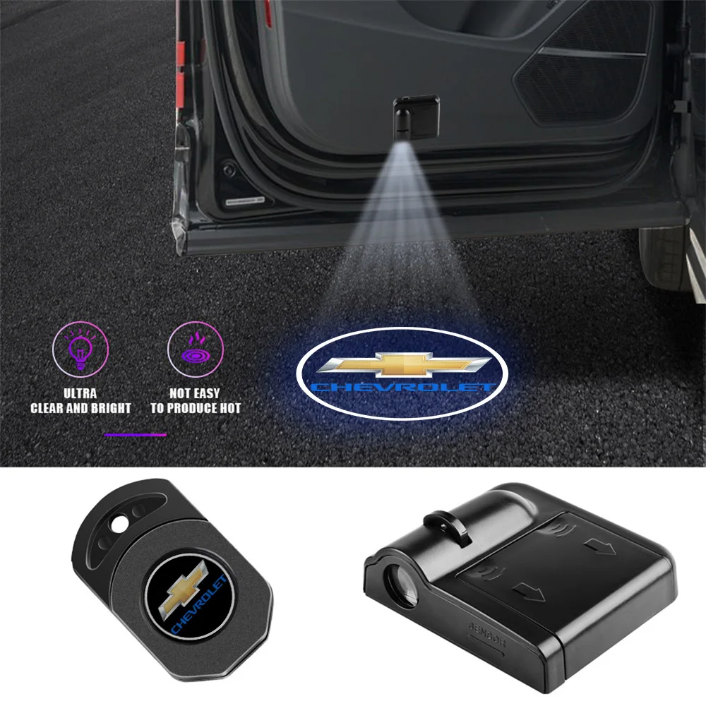 1/2Pcs Car Door Welcome Projector Lights Wireless Induction Lamp for Chevrolet Cruze Captiva Sonic Spark Onix Aveo Orlando Sail