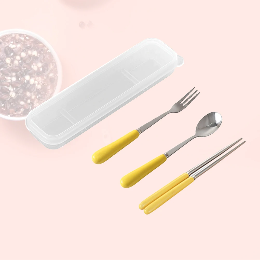 

Stainless Steel Tableware Set Spoon Fork Chopsticks Portable Case Travel Business Trip Picnic Dining Utensils