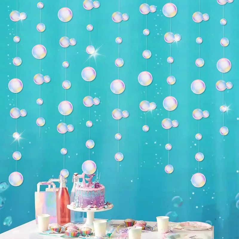 3M Bubble Garlands Kids Mermaid Birthday Party Decoration Wiszący baner pod morzem Ocean Party Supplies Baby Shower Wedding