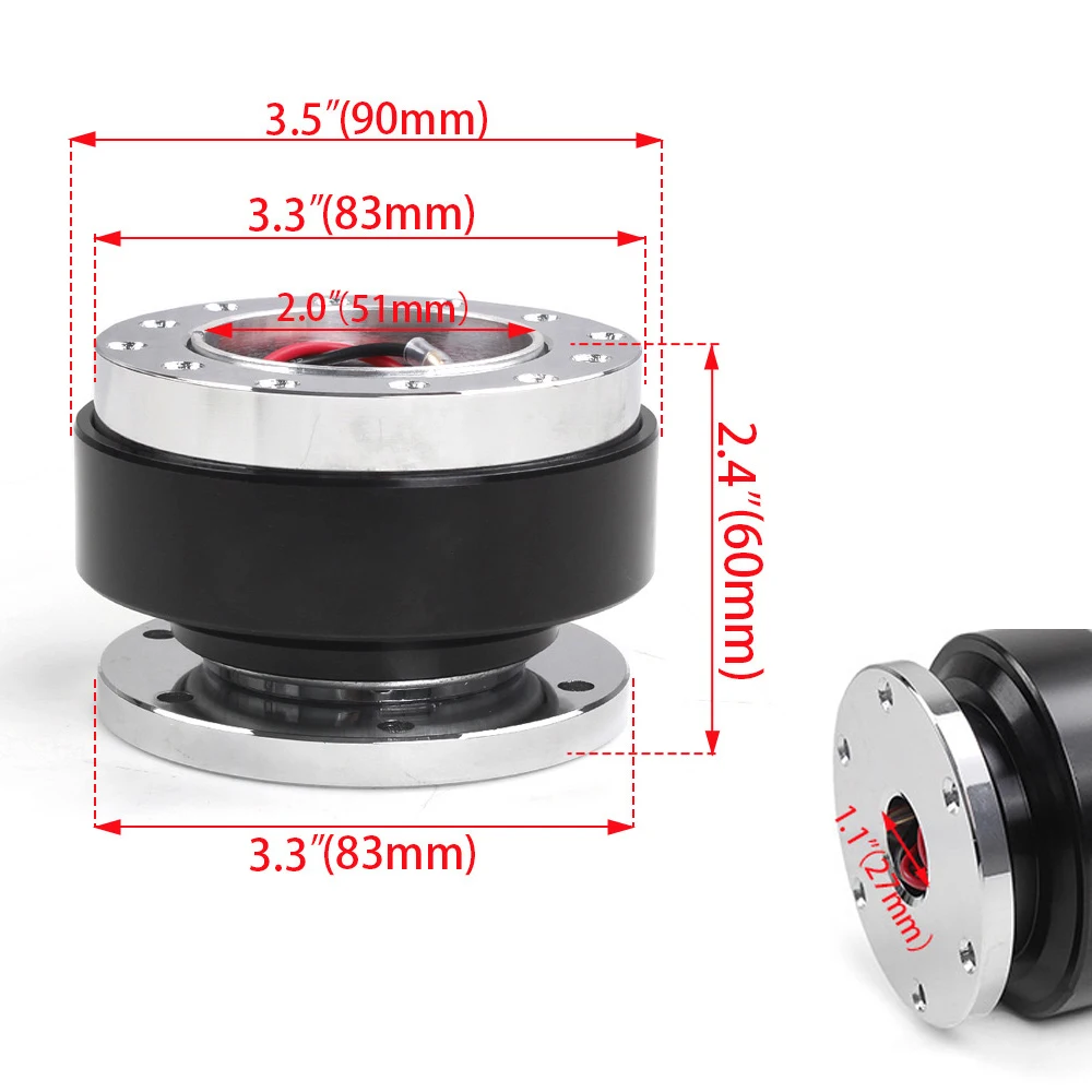 Adaptador de cubo de volante de liberación rápida para modificación de coche, Kit Boss a presión de 6 orificios de aluminio