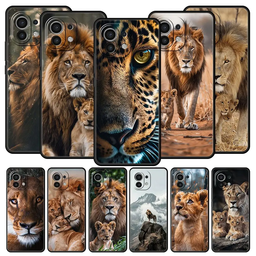 Capa de telefone para xiaomi mi 15 14 14t 13t 12t pro 12 13 11 lite 5g 11t x6 x5 pro capa tpu macia leão alfa filhote masculino