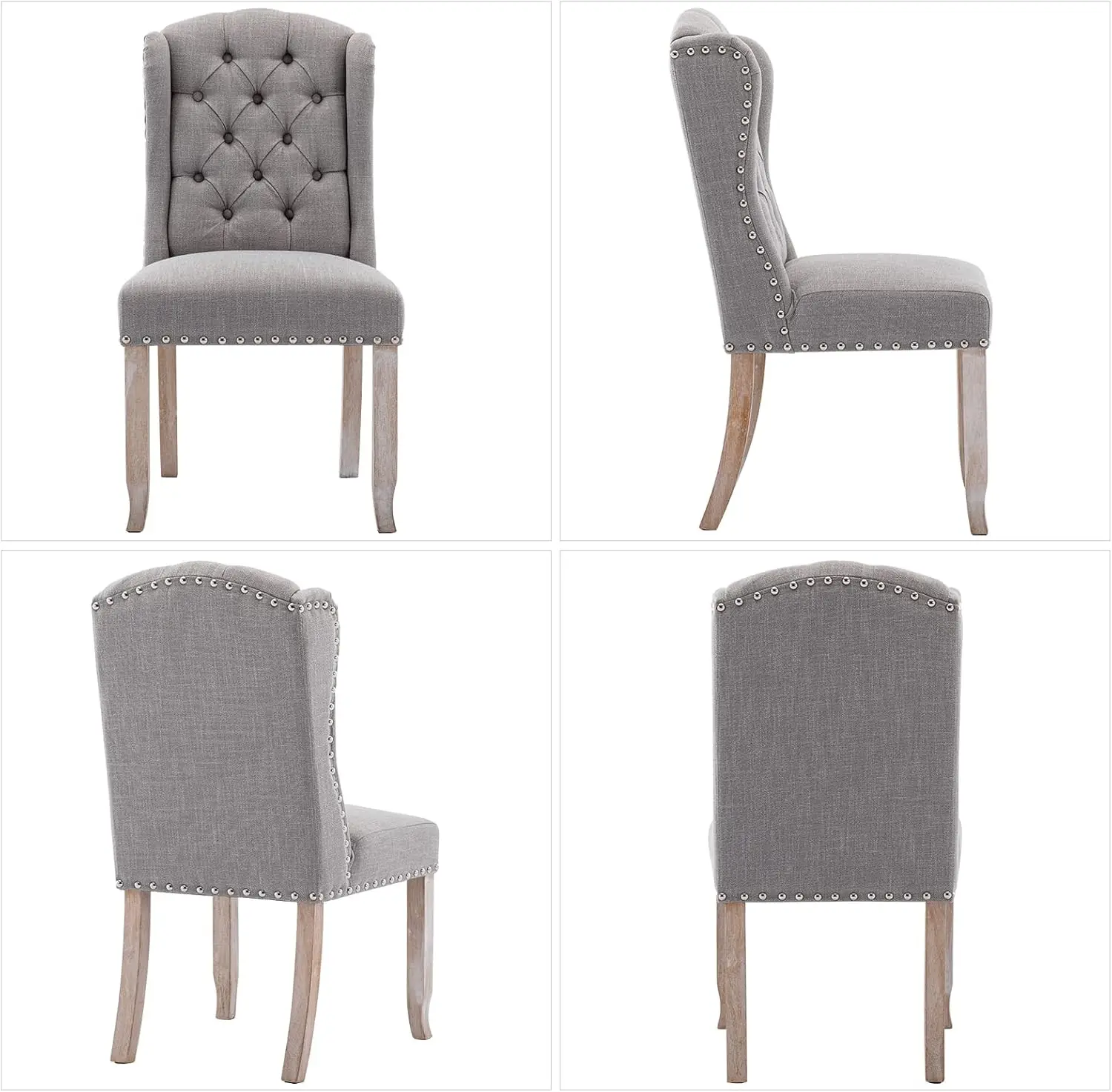 طقم كراسي طعام معنقدة حديثة مكونة من 2، كراسي غرفة طعام منجدة من الكتان، كرسي جانبي للضيوف بدون ذراع لغرفة طعام المطبخ، واي فاي