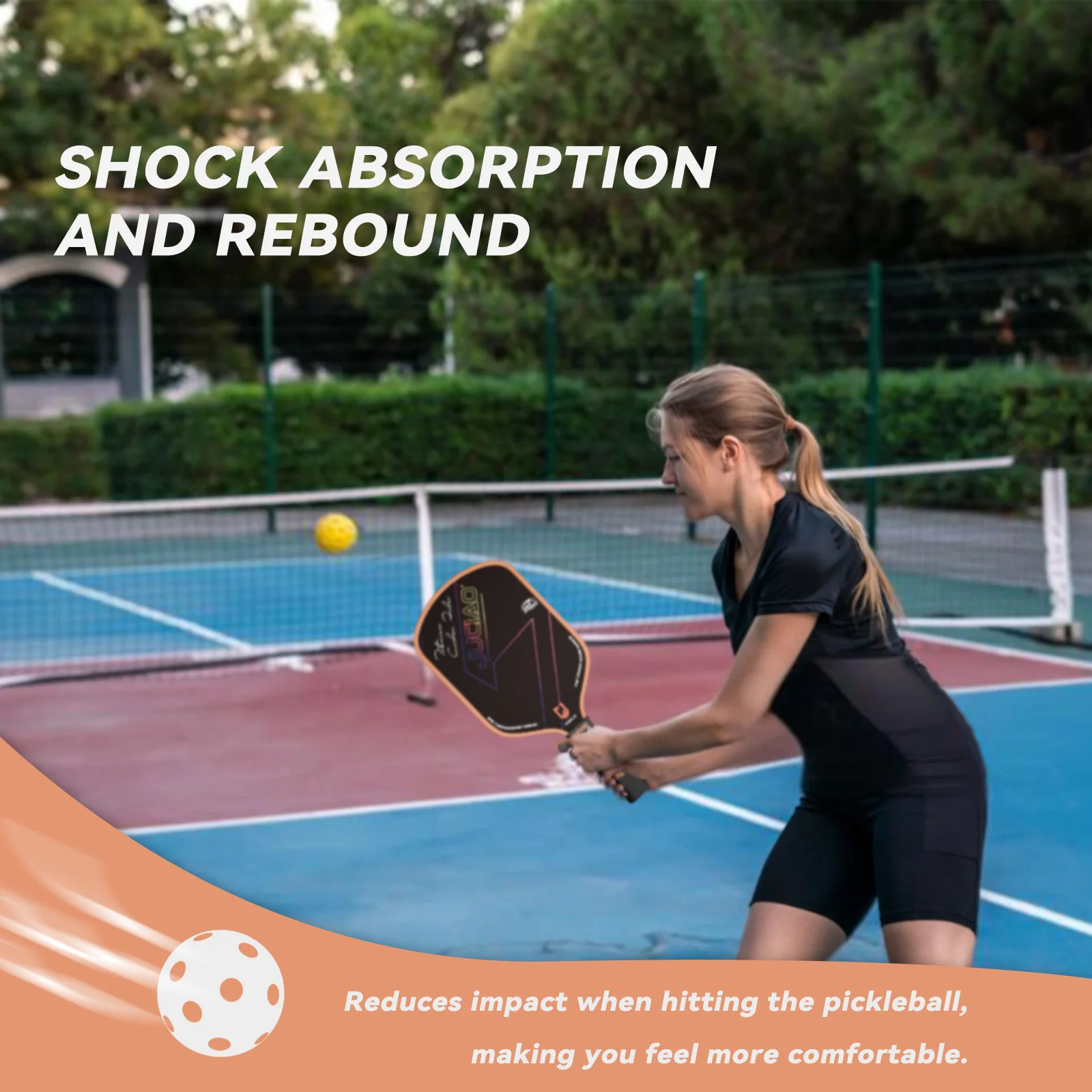 JUCIAO T-티타늄 피클볼 패들 스핀 및 제어용 탄소 섬유 피클볼 폼 주입 가장자리 열... - 4