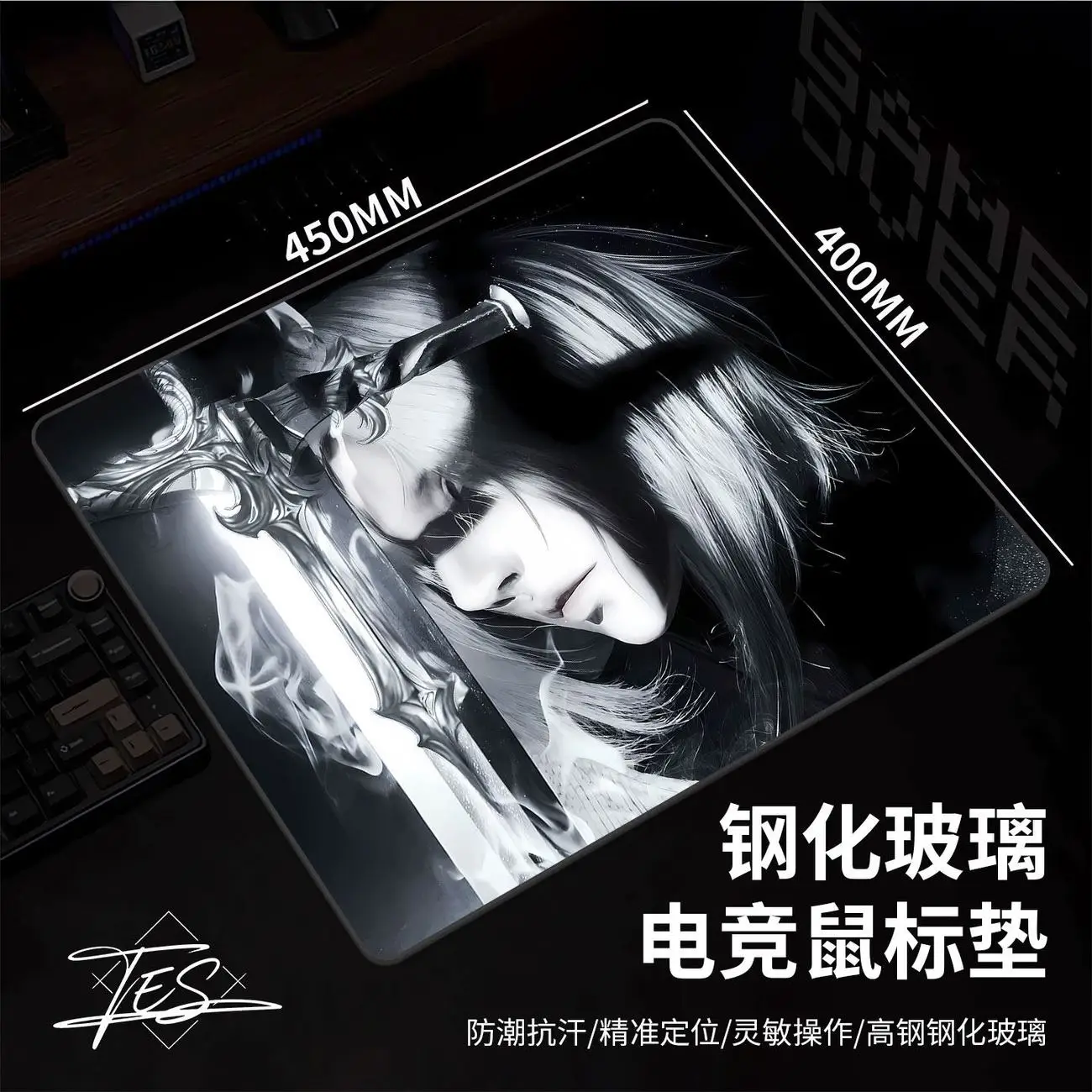 Glass Anime Mouse Pad Glass Mouse Pad Gaming Pad Smooth Frosted Surface Waterproof Desk Tempered Multiple 45x40 Size Optional
