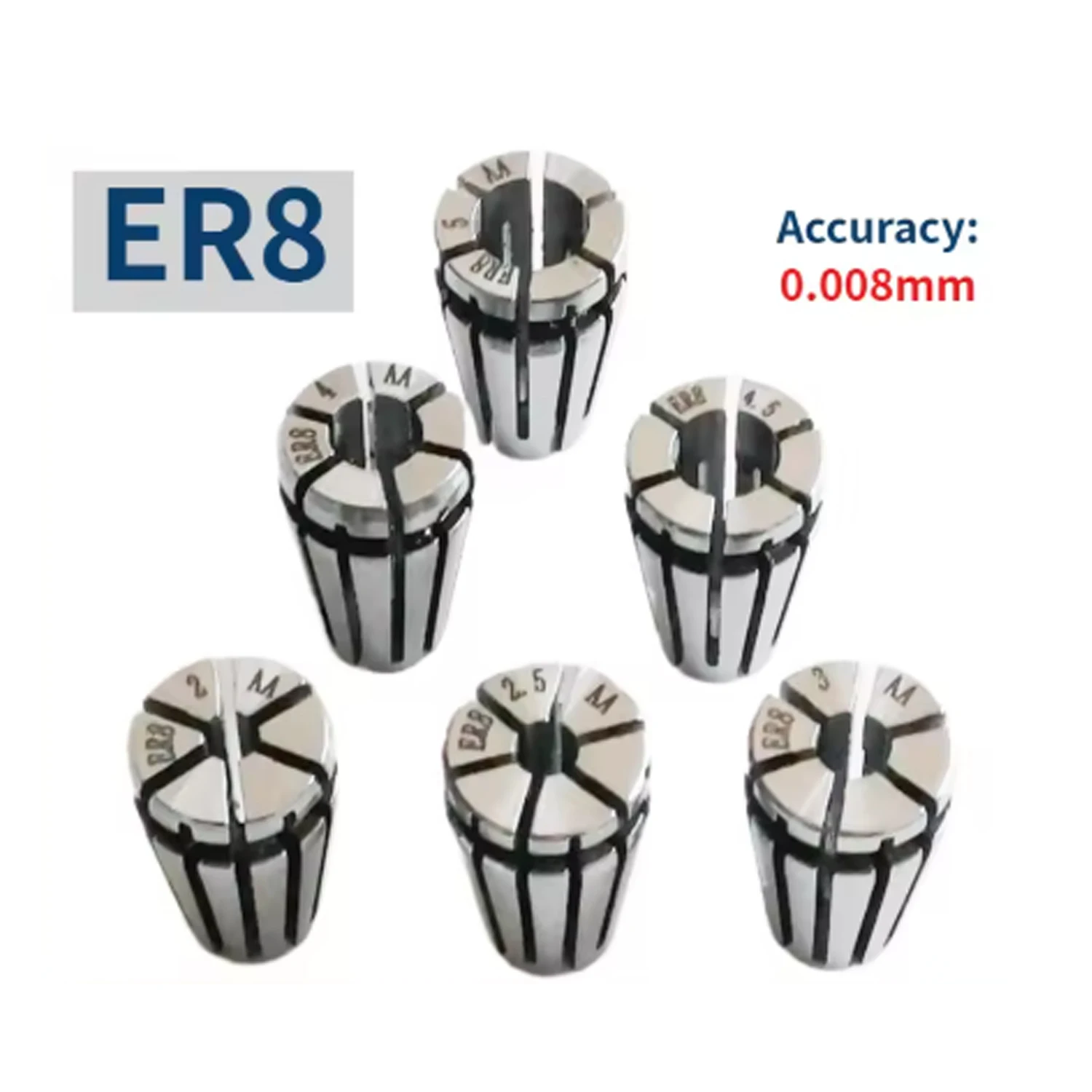 CNC ER8 Collet Chuck ER ER8 ER11 Chuck Collet Set Tool Holder Bracket Tool Made of 65Mn Spring Steel Material ER8A ER8M