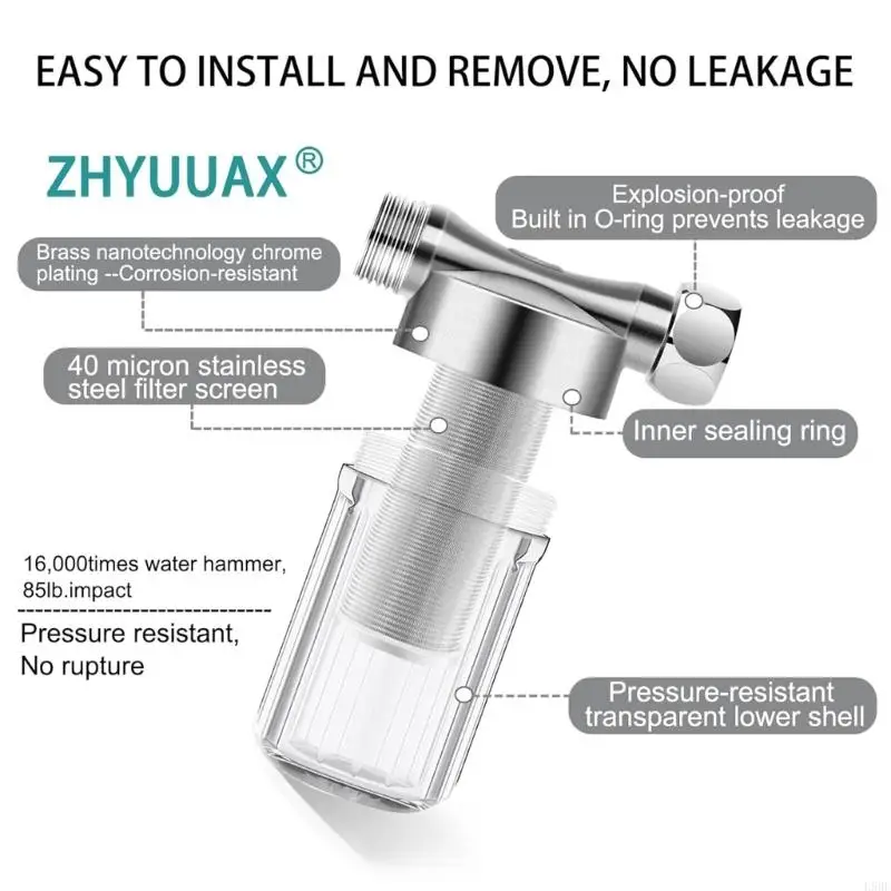 L9BE Clear Housing Water Filter With 304 Untarnished Net 40 Micrometre Tall Stream Prevents Clogging For Faucet Dishwasher Stove