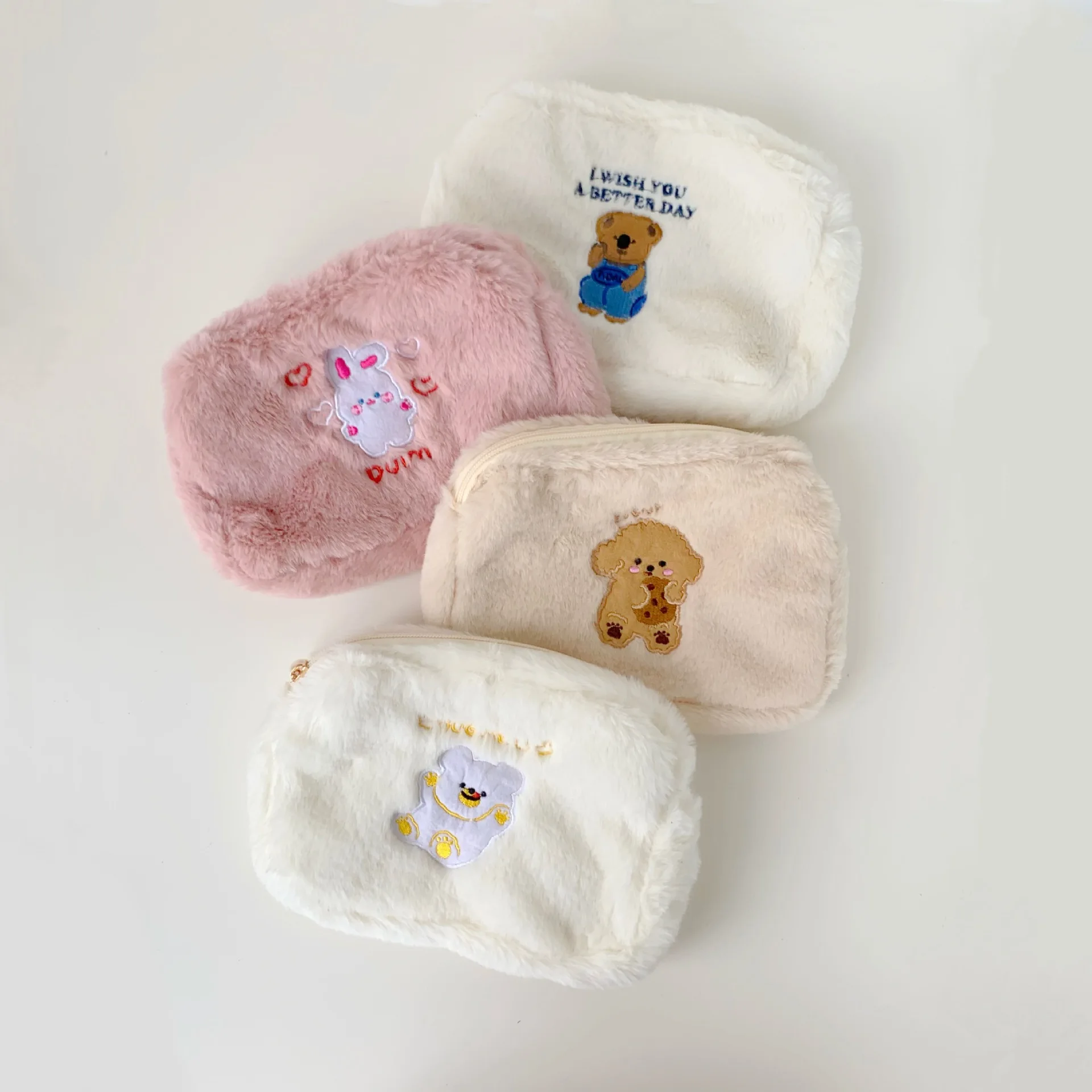 Kid Cartoon Plush Rabbit Bear Coin Purse Cute Dog Koala Zipper Earphone Bag Wallet Portable Storage Toiletry Bag Girls Gifts