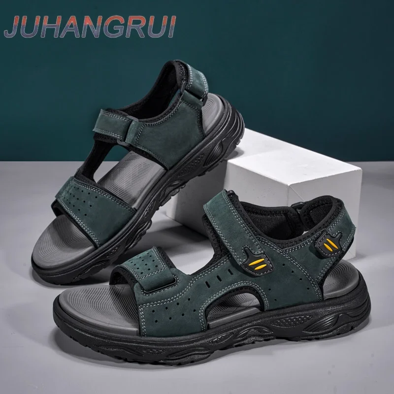 New Summer Men's Sandals Genuine Leather Casual Men's Shoes Outdoor Comfortable Breathable Beach Sandals Roman Fashion Sneakers