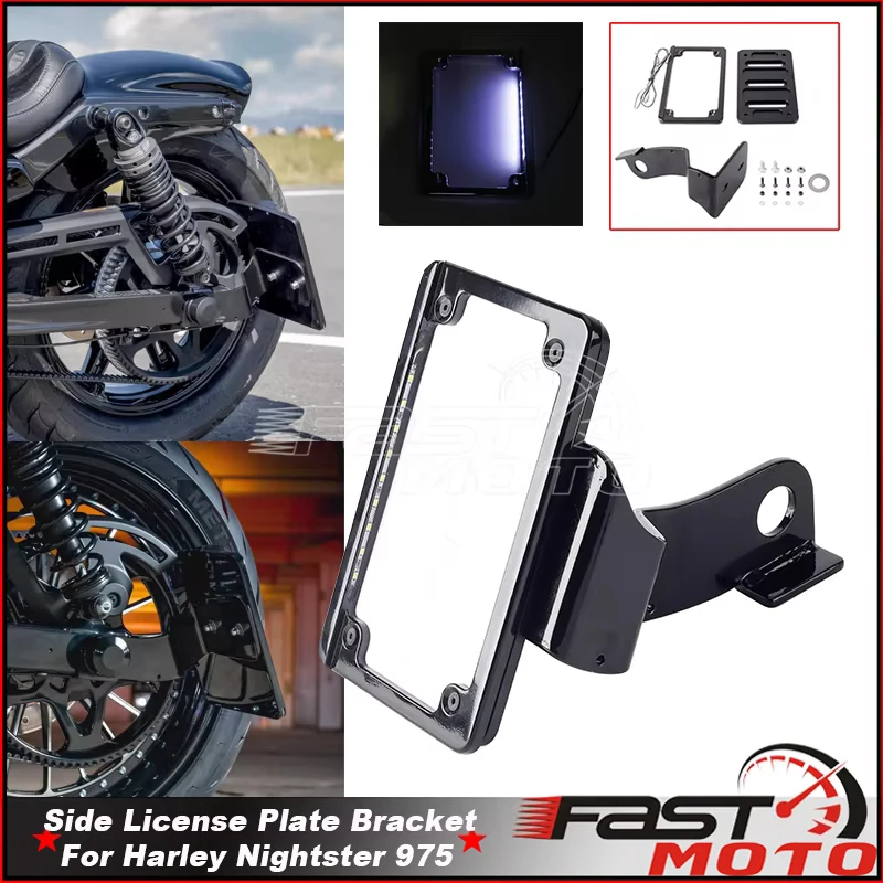Side Mount License Plate Holder Frame For Harley Nightster 975 RH 975 RH975 Modified Registration Bracket Holder Support Guard - view 2