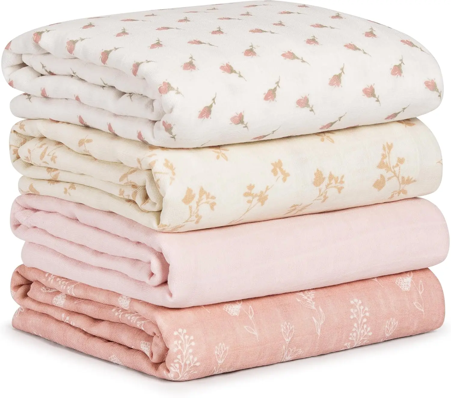 

Набор из 4 хлопковых муслиновых пеленок для новорожденных, мягкие дышащие детские одеяла 31,5x43,3 дюйма, многофункциональные пеленки-одеяла