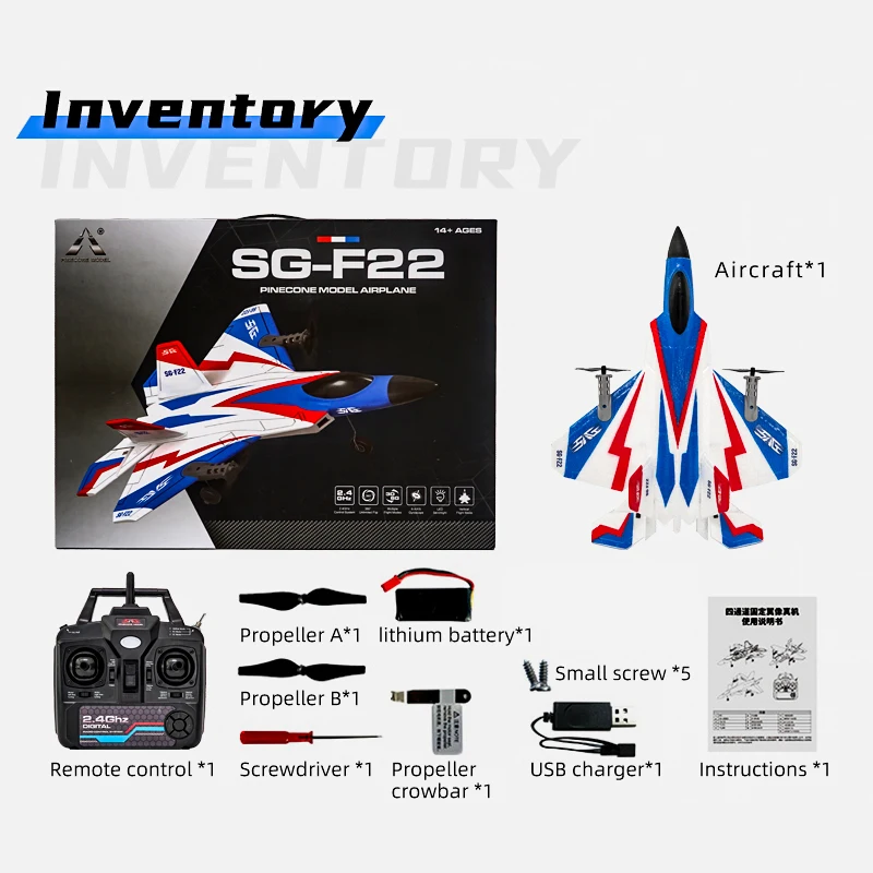 SG-F22 RC Airplane 2.4G 4CH Electric Fixed Wing Glider Stunt Fighter Model Fixed Wing 3D Aerobatic Plane Toys Gift For Kids