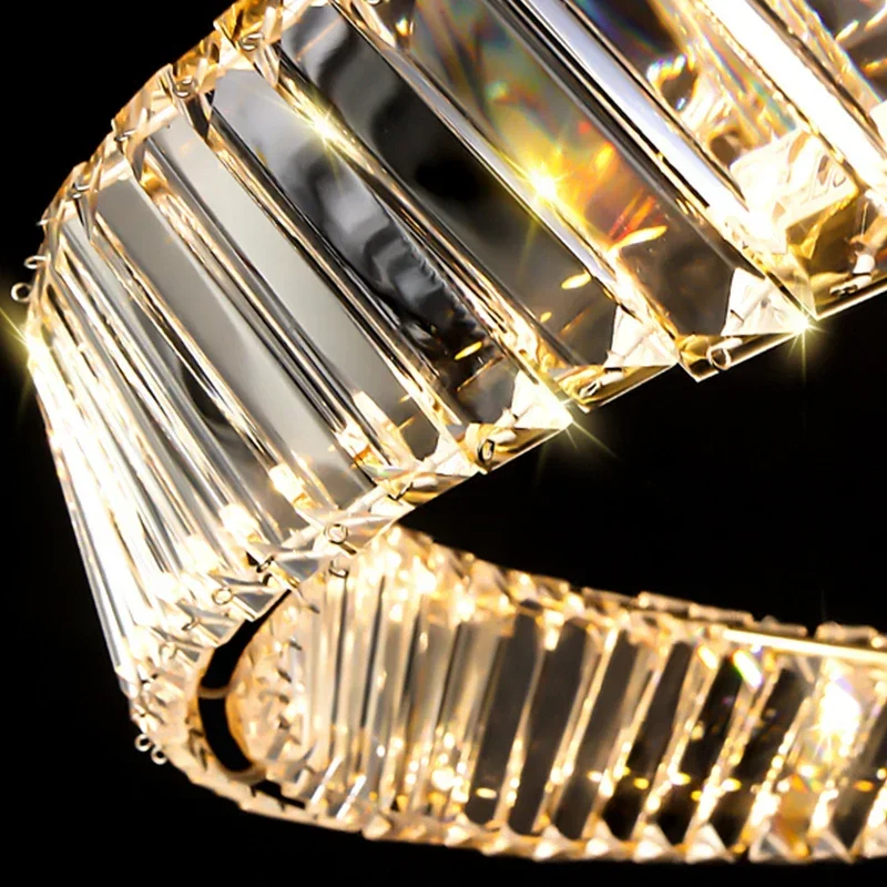 

New crystal chandeliers luxury living room lamp Modern ring bedroom restaurant lobby Lamp DNA spiral design LED lighting