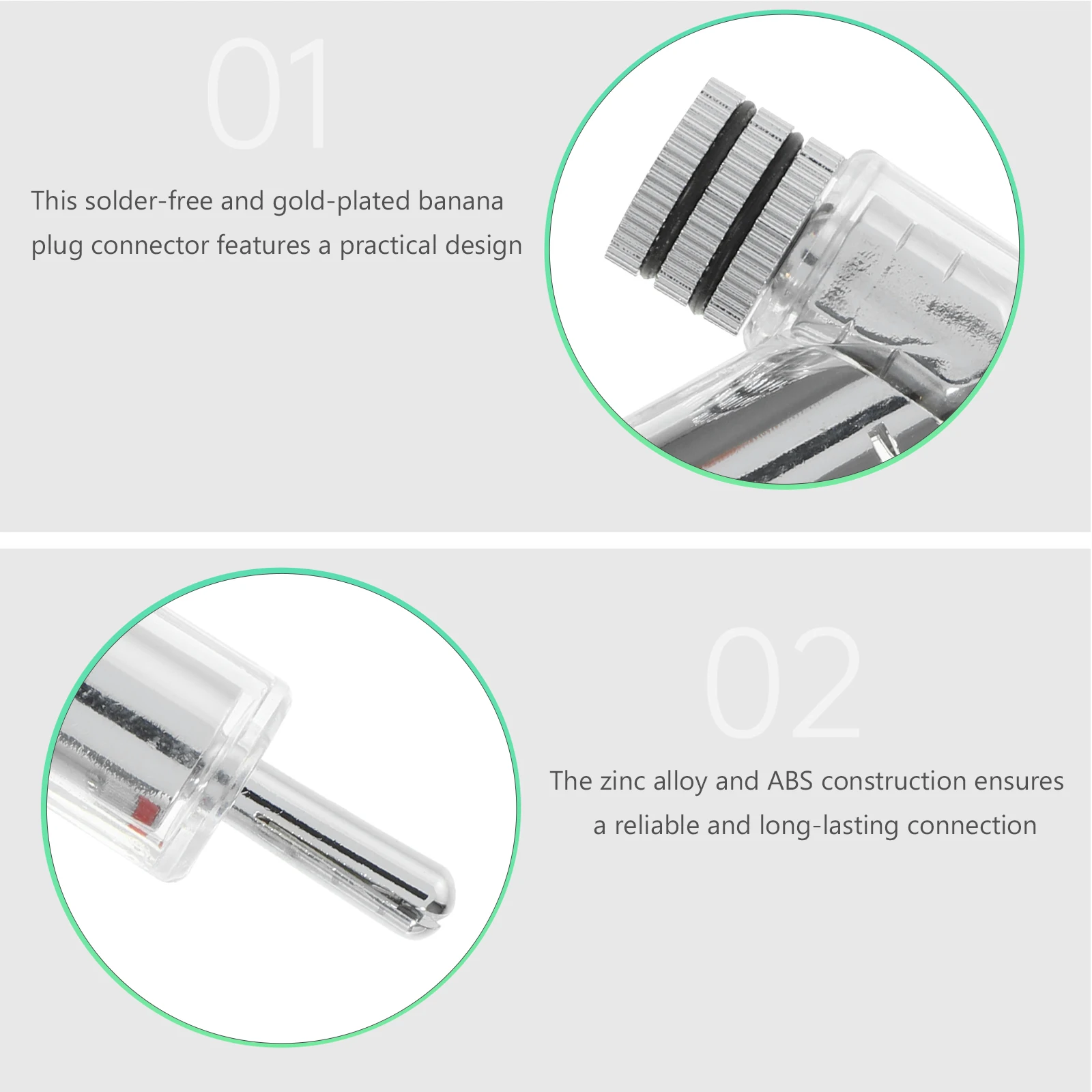 

2pcs Gold-plated Rhodium-plated Banana Plugs Speaker Wire Connectors Abs 45 Degree Angled Solderless Locking Spade Terminals