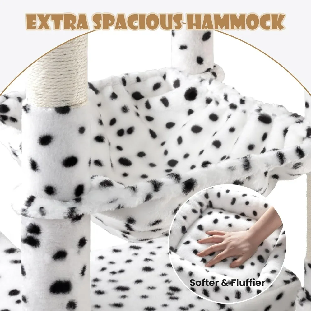 برج شجرة القطط طويل القامة متعدد المستويات للاستخدام الداخلي مع أرجوحة وجثم مريحة للقطط الكبيرة #6