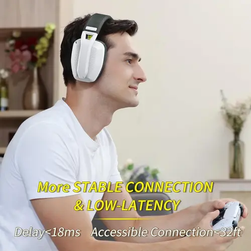 Imagen 2 del producto BINNUNE BW06 2,4 GHz auriculares inalámbricos para juegos con micrófono para PS5 PS4 PC Mac Playstation auriculares para juegos Bluetooth con micrófono