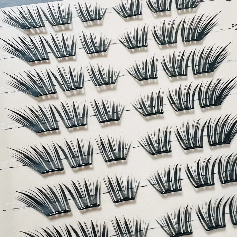 DIY 인조 속눈썹 북 폭스아이 열접착 프리메이드 볼륨 팬 인조 속눈썹 만화풍 자연스러운 초보자용 메이크업 용품