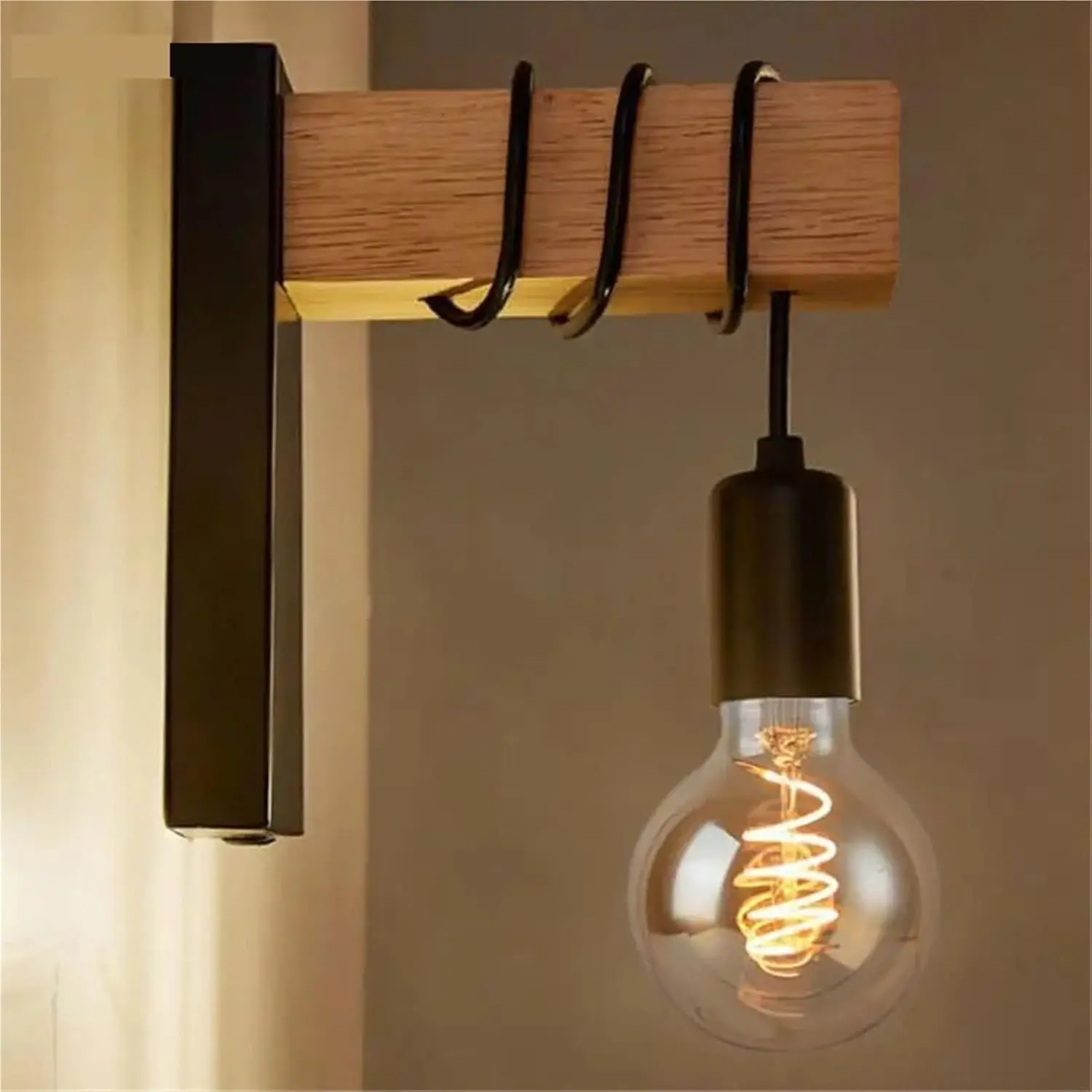 

E27 220V 110V Retro Wood LED Wall Lamp Industrial Night Loft Light Fixtures Live Room Bedside Lamp Decor for Bathroom Restaurant