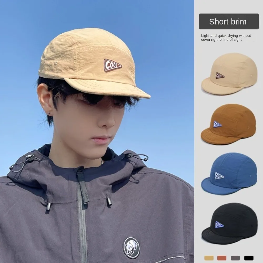 

Korean Style Short Brim Baseball Hat Sunscreen Cotton Letter Baseball Cap Quick Drying Soild Color Casual Duckbill Cap Girls