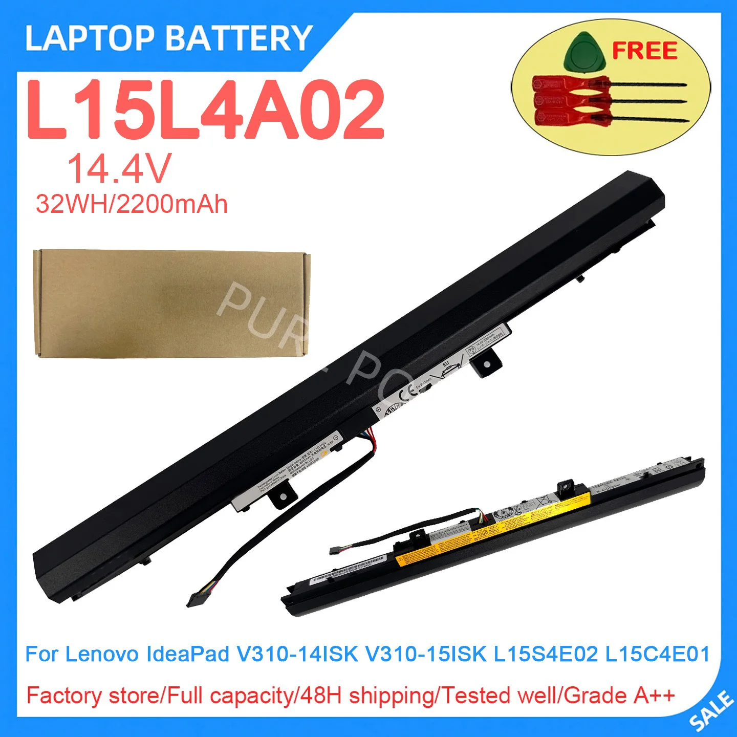 New Laptop Battery L15L4A02 14.4V 32Wh 2200mAh High Quality For Lenovo IdeaPad V310-14ISK V310-15ISK L15S4E02 L15C4E01