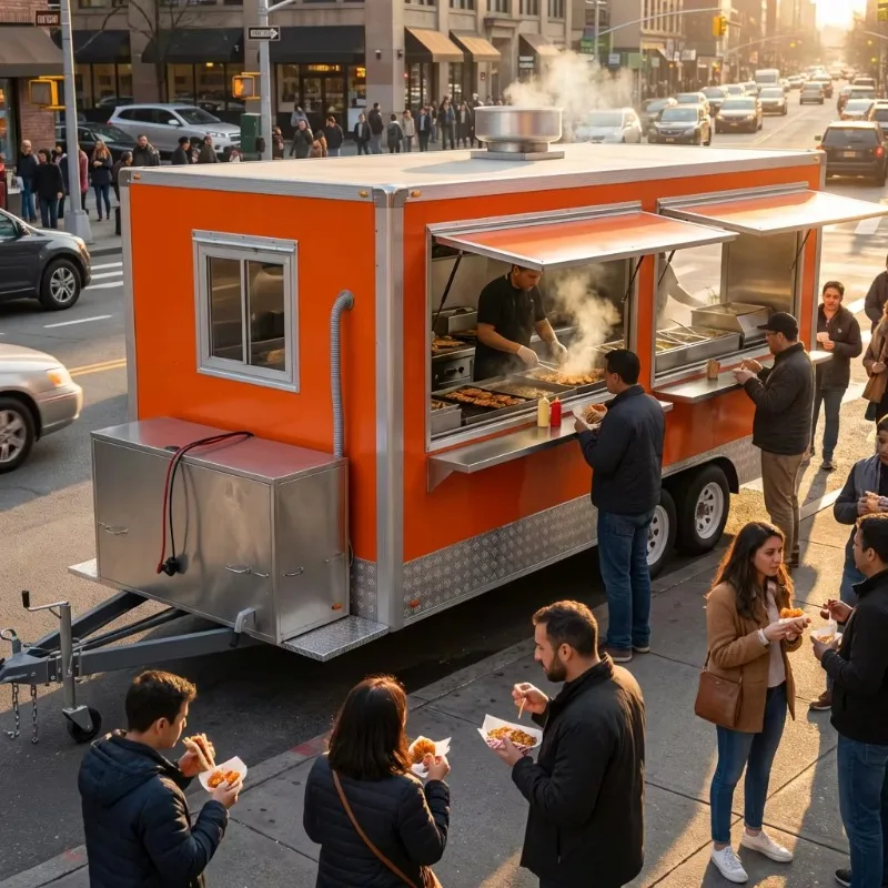 Customized Heavy Duty 4m Mobile Food Trailer With Dual Deep Fryers For Fried Snack Business