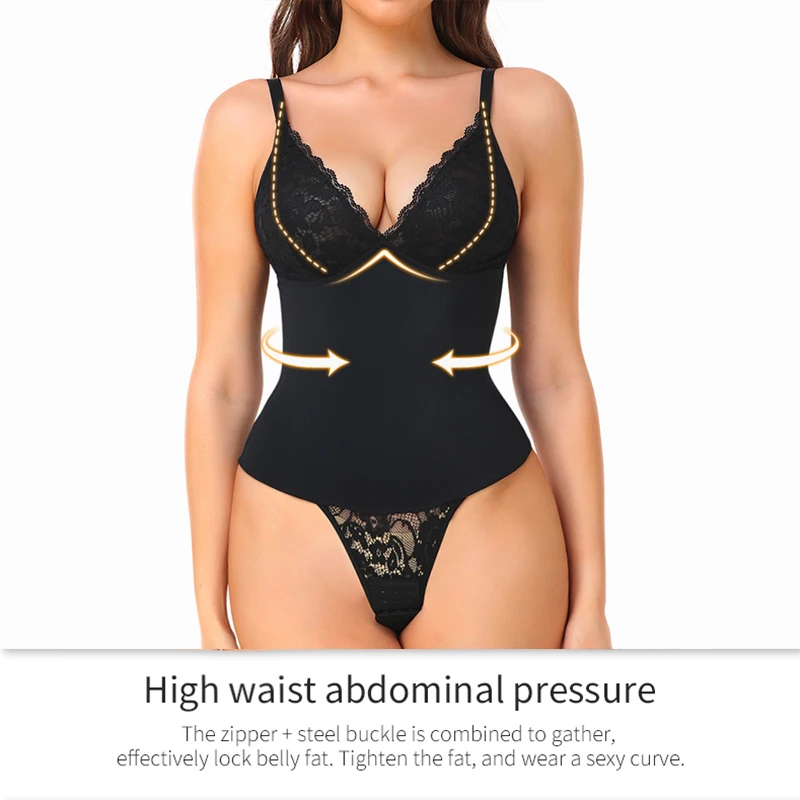 Full Body Shaper Slimming Corset Overbust Bodysuit with Pads Waist Trianer Tummy Control Shapewear Thong Open Crotch with Buckle