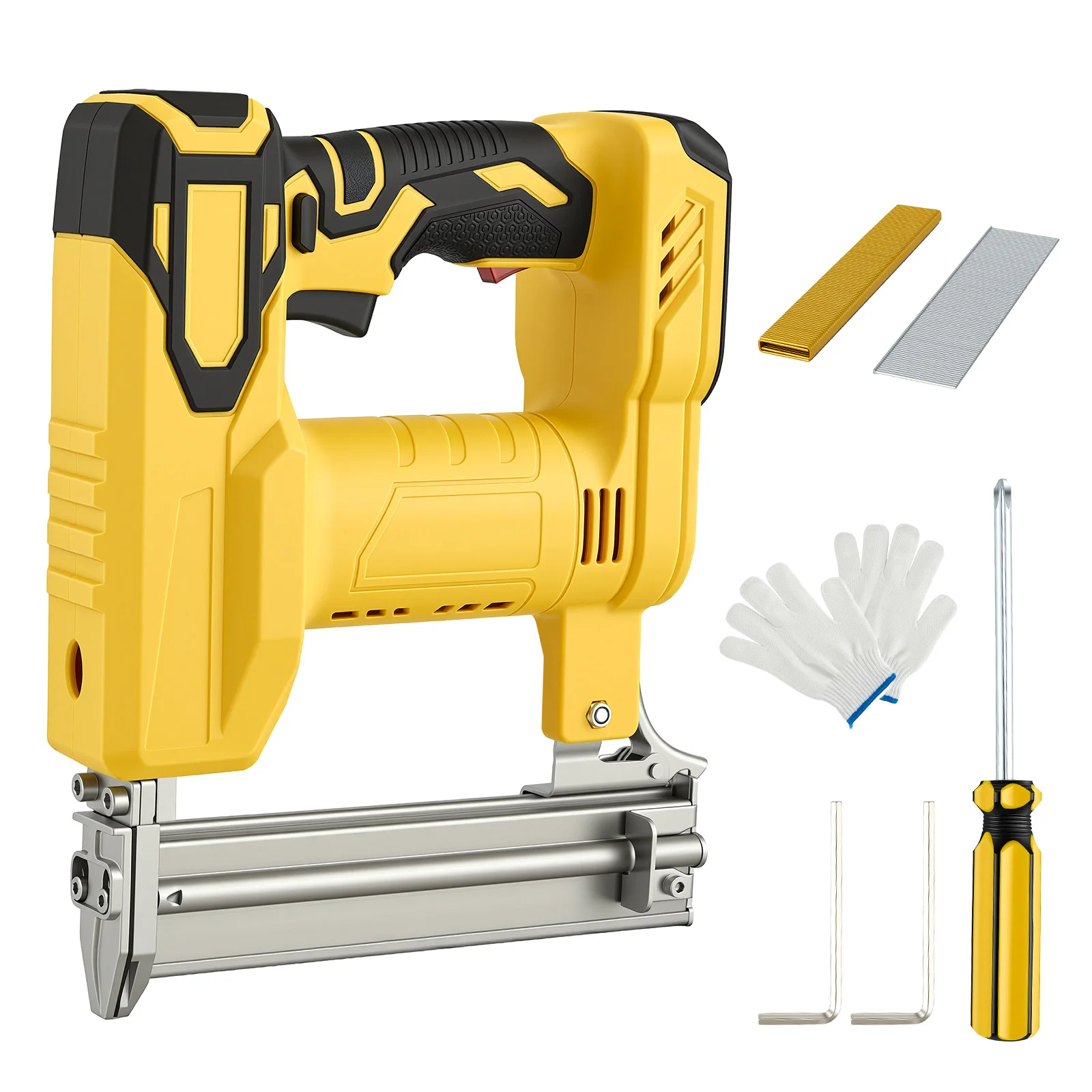 Pistola de clavos/grapadora eléctrica inalámbrica 2 en 1 para batería de 20 V, clavadora recargable sin escobillas para herramientas de bricolaje de alta potencia, compatible con Dewalt