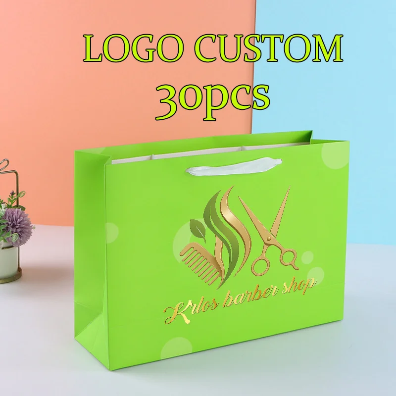 Gift Bags Brand Personalized 30Pcs Favor Bags Christmas Party Bag Event Packaging Bag With Handle Logo Cusotmize Boutique Bag