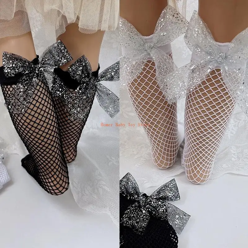 جوارب J0PF للفتيات الصغيرات للركبة جوارب شبكية جوارب شبكية للأطفال من سن 1 إلى 5 سنوات