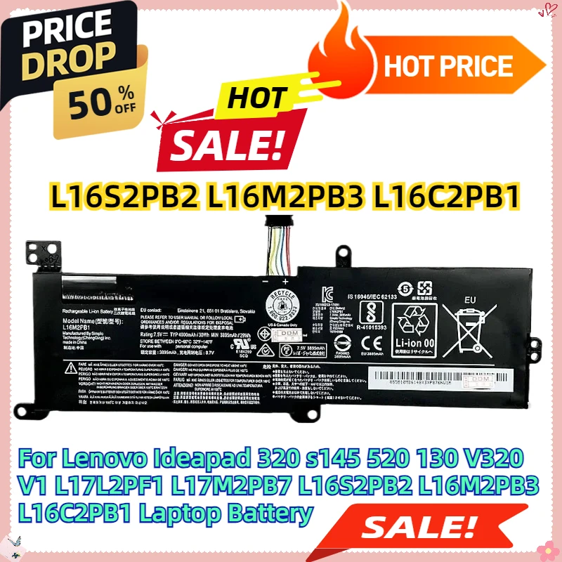 For Lenovo Ideapad 320 s145 520 130 V320 V1 L17L2PF1 L17M2PB7 L16S2PB2 L16M2PB3 L16C2PB1 Laptop Battery