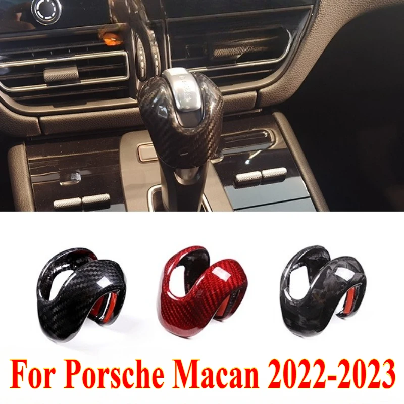 

1PCS For Porsche Macan 2022-2023 Real Carbon Fiber Car Gear Shift Knob Console Head Protection Cover Parts Interior Accessories