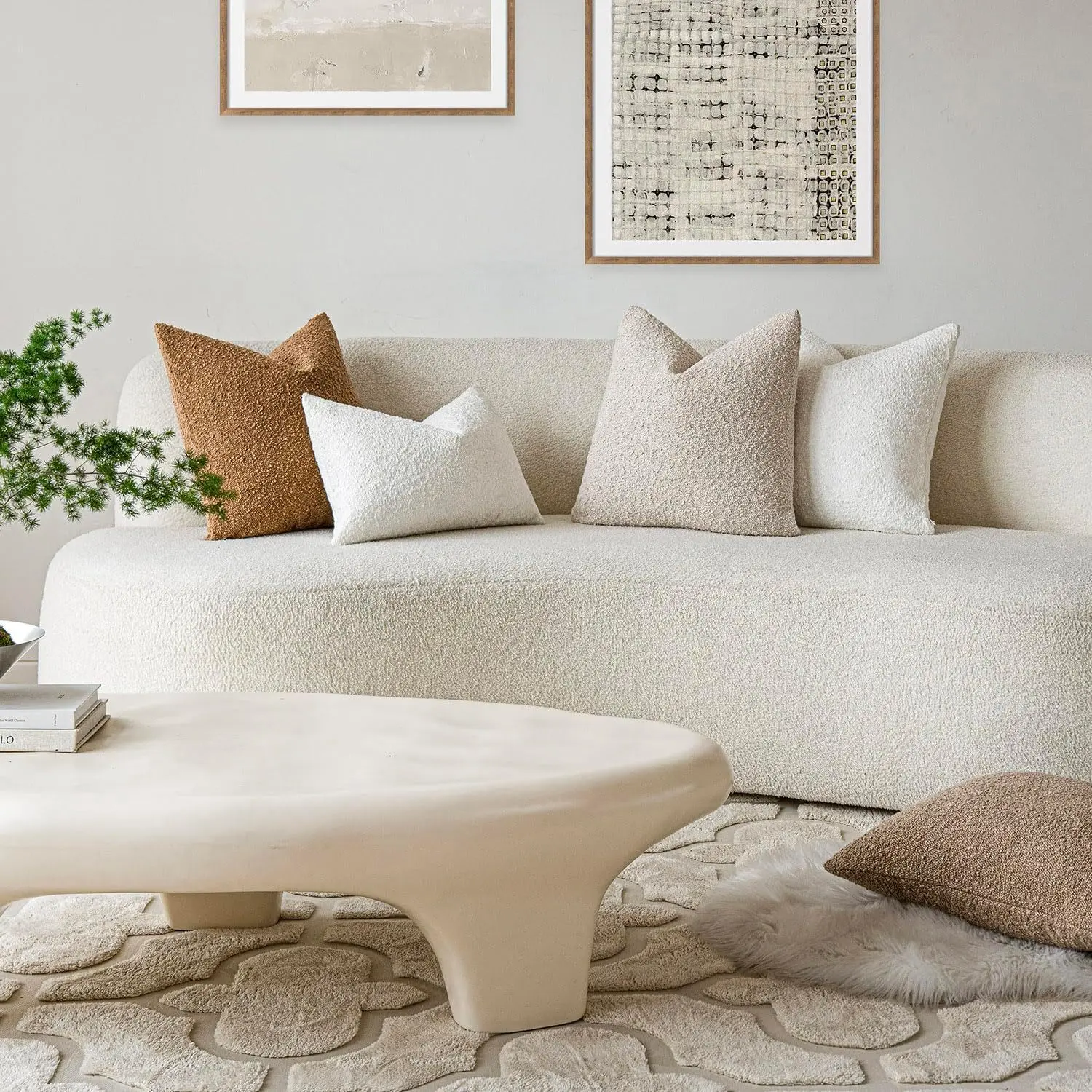 Circle Yarn Pillowcase High-End Thickened Imitation Lamb Fur Teddy Linen Curly Fur Pure Color Sofa Cushion