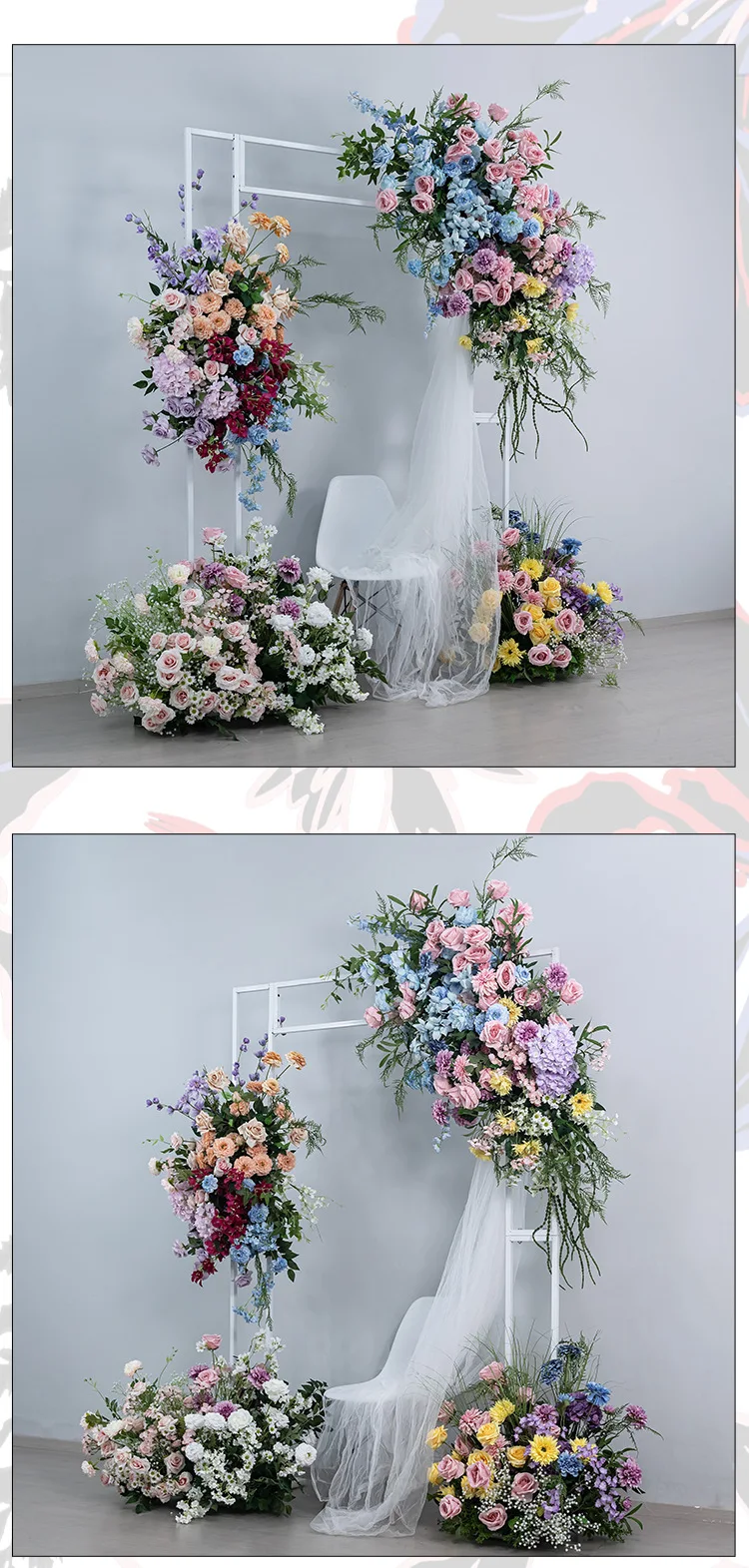 Künstliche Morandi-Farbige Blumenkugel für Hochzeitsbühnen, KT-Board-Hintergrundwand, Blumendekoration, Kunstblumen für Events und Partys, Großhandel – Detail 8