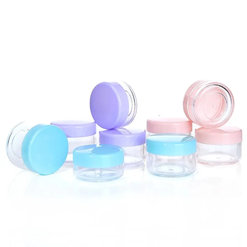 Contenedor de plástico redondo para cosméticos, 10 piezas, 5-20g, colorido, vacío, rellenable, crema facial, sombra de ojos, arte de uñas, bote de