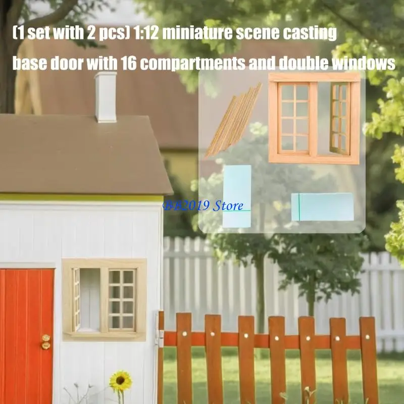 

Q0KB 2Piece 1/12 Doll House Window Assembly Double Opening 16 Design For Architectural Miniature Collector