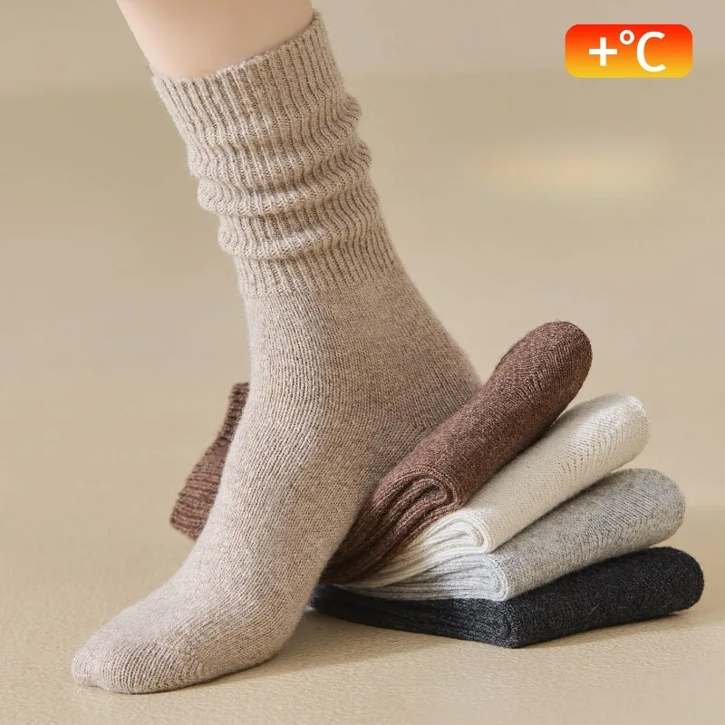 

6 Pairs 2025 Women's Wool Slouch Socks Set Thick Thermal Mid-Calf Socks for Girls Fall Winter Warm Socks for Women High Quality