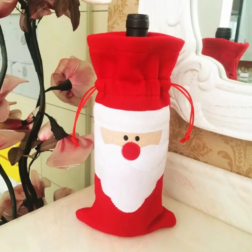 

200pcs Wine Bottle Cover Sets On Bottle Mouth Santa Gift Red Christmas Decorative Christmas Party Supplier