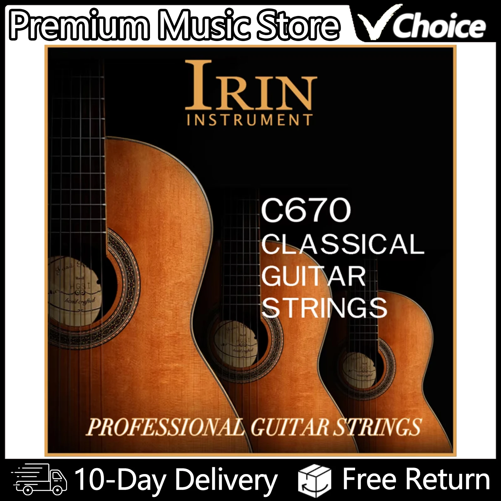 IRIN C670 Ersatzteile für klassische Gitarrensaiten, transparenter Nylonsaitenkern, silbernes Musikinstrumentenzubehör