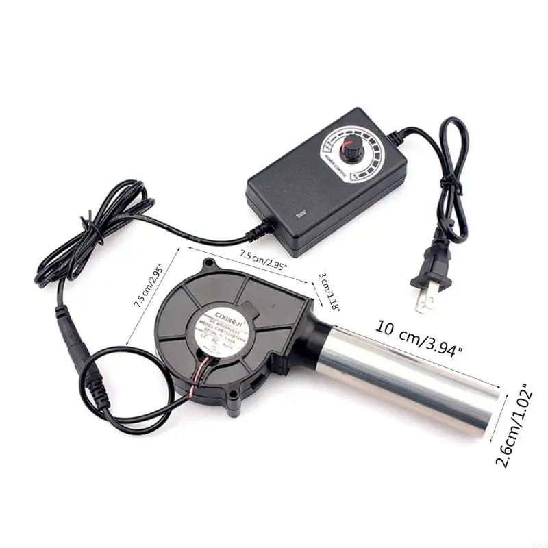97QD 12V 米国プラグ丸頭送風機高風量速度制御屋外バーベキューファン