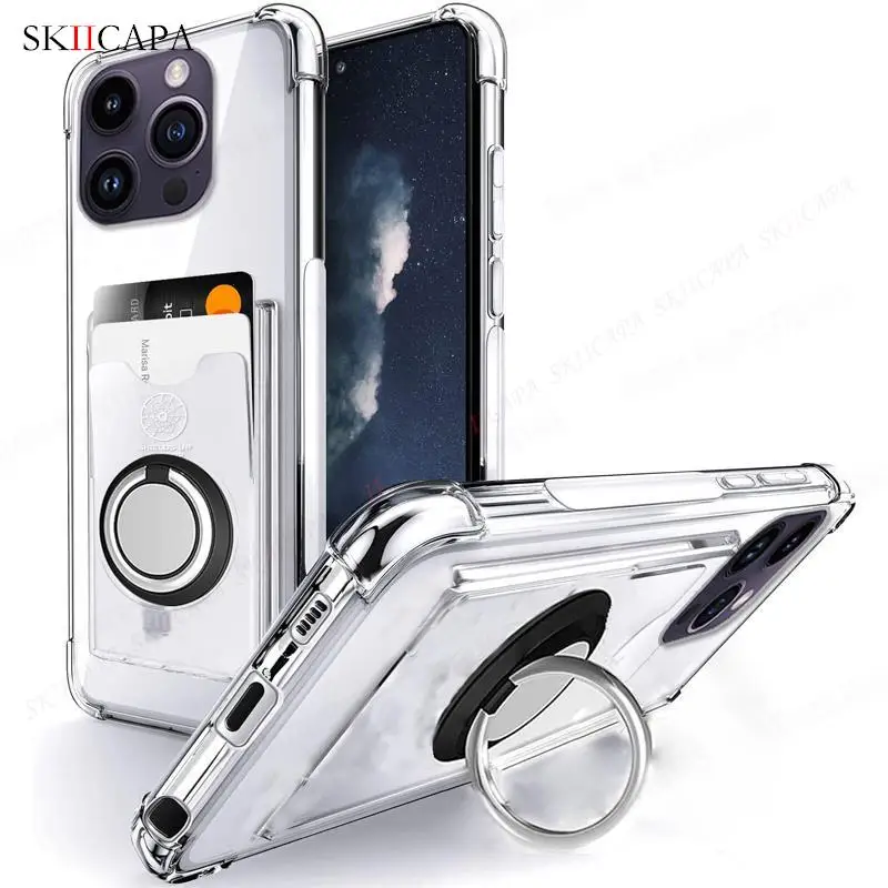 Kartenfach, durchsichtige Handyhülle für iPhone 17 Pro Max 17, Luftringhalter, stoßfest, weiche Rückseite, Ständer, Funda für iPhone 17Pro – Detail 7