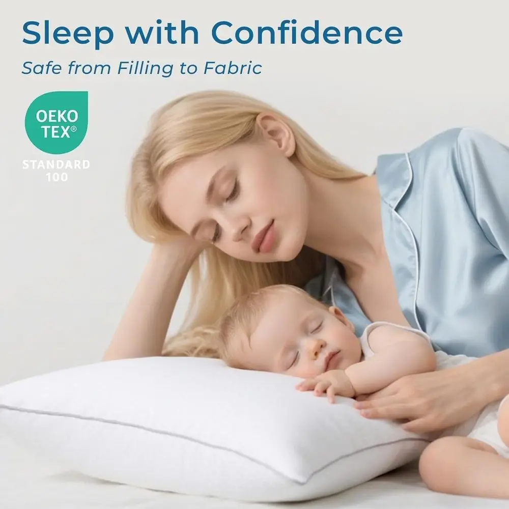 Queen Size Pillow Set of 2 - Premium Down Alternative, Hypoallergenic, Machine Washable Bed Pillows