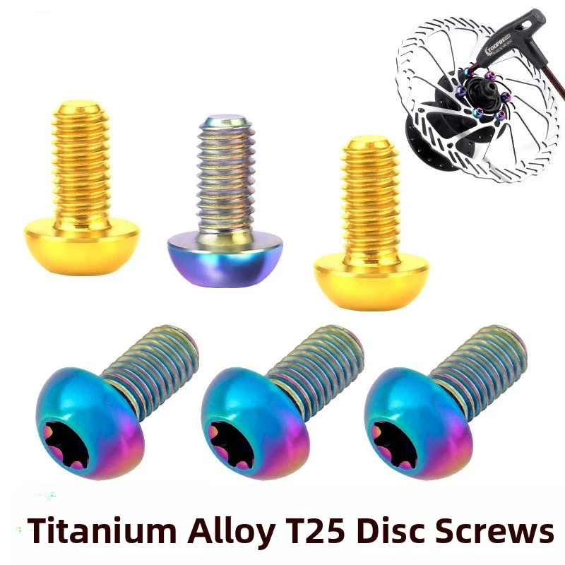 2 Boxes 24 Pcs M5x10mm T25 Titanium Alloy Disc Rotor Screws Torx Brake Disc Fixing Bolts for MTB Road Bike Cycling Accessories