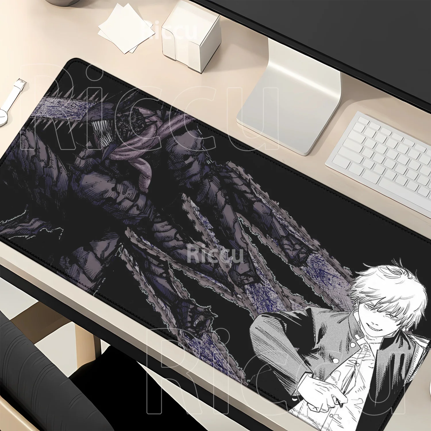 Podkładka pod mysz Anime Chainsaw Man Girls Makima Reze Yoru, podkładka pod laptopa dla graczy, antypoślizgowa, 900x400mm, akcesoria biurowe, mata na biurko pod klawiaturę — zdjęcie produktu 2