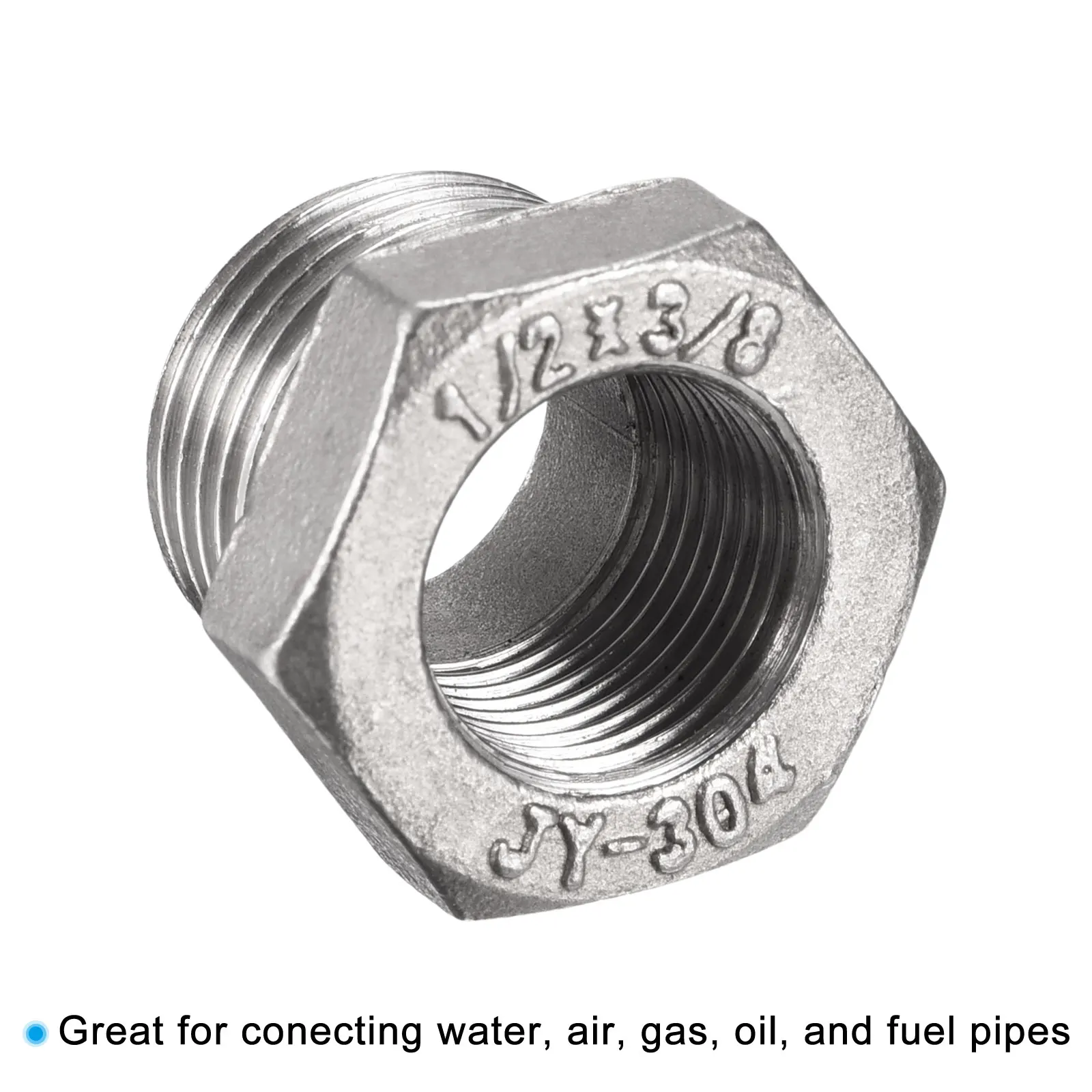 Uxcell Hex Reducer Ring, 1/2 PT Male To 3/8 PT Female 304 Stainless Steel Pipe Fitting Reducer Adapter