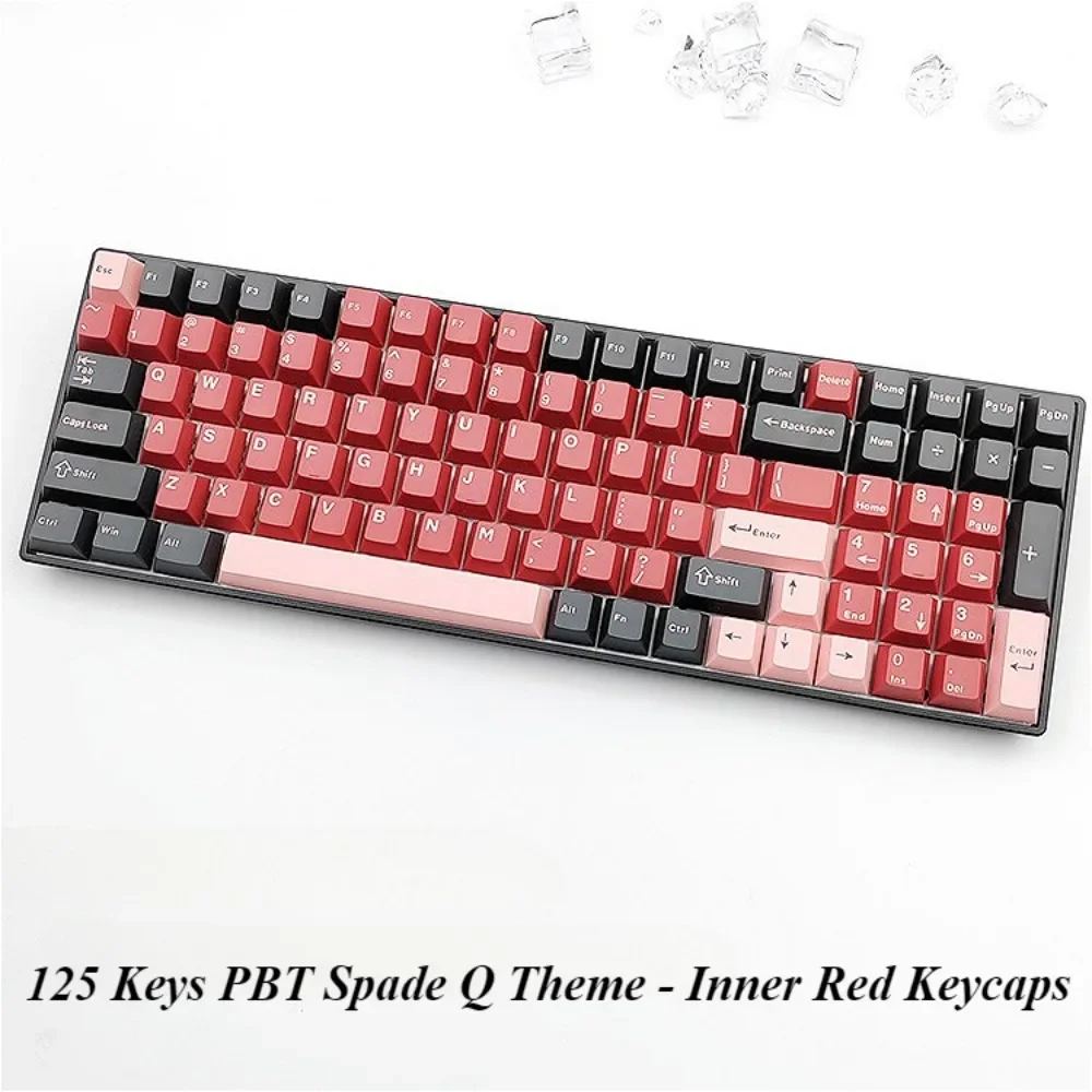 Personalized Keycap 125 Keys, Cherry PBT Spade Q Theme for MX Switch 60/84/90/104/108 Mechanical Keyboard