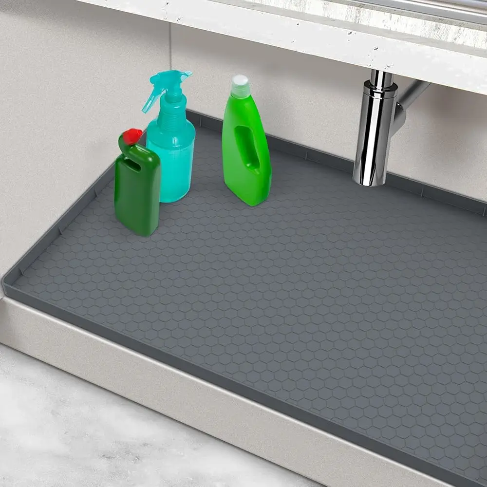 

Under Sink Mats For Kitchen Waterproof, Silicone Under Kitchen Sink Mats And Protectors For 34"" X 22"" Cabinets, Under Sink