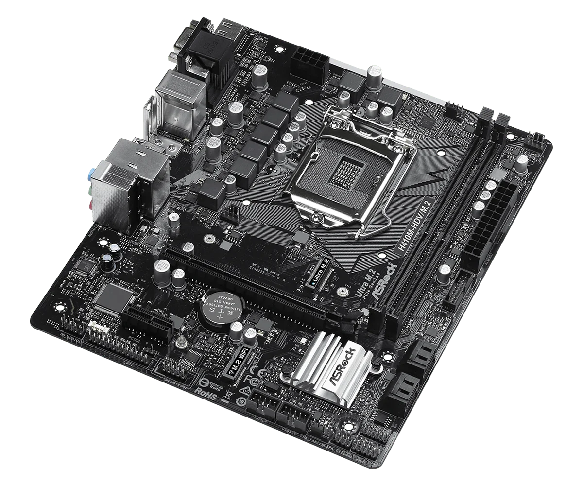 Placa base ASROCK H410M-HDV/M.2 Intel H410 2xDDR4 64GB LGA 1200 Micro ATX compatible con i3-10105 i5-10400F i9-10900 cpu