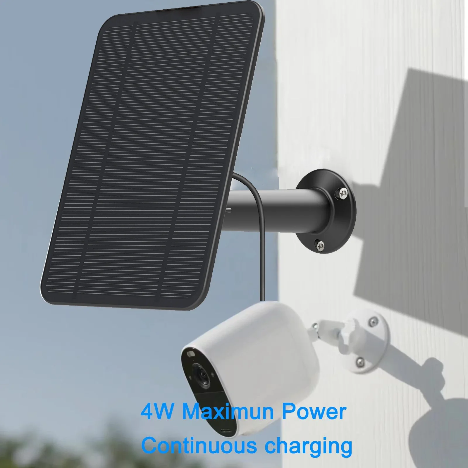 

4W Solar Panel Charging for Arlo Essential Spotlight / XL Spotlight cable mount (Black)