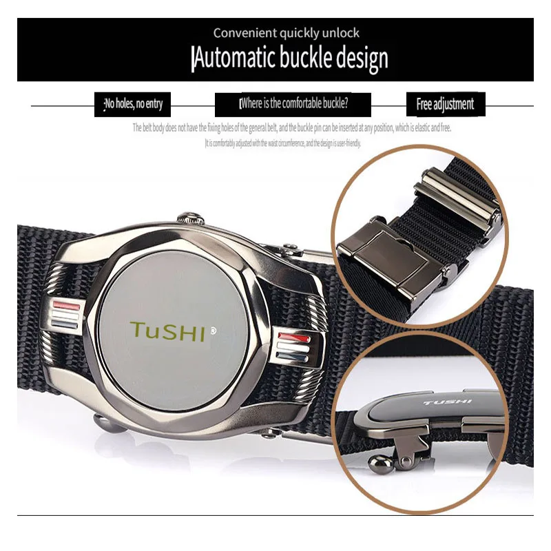 ‌ Cintura automatica da uomo con fibbia in lega senza pin, cintura tattica intrecciata in nylon, cinturino in tela casual per esterni, stile militare durevole"