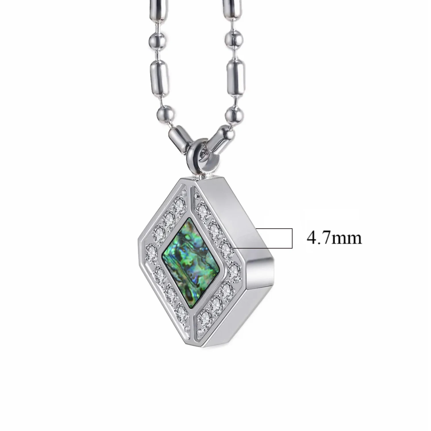 Elegant Abalone Shell Healing Pendant with Zircon Hearth Care Necklace for Women Stainless Steel Jewelry Weight Loss