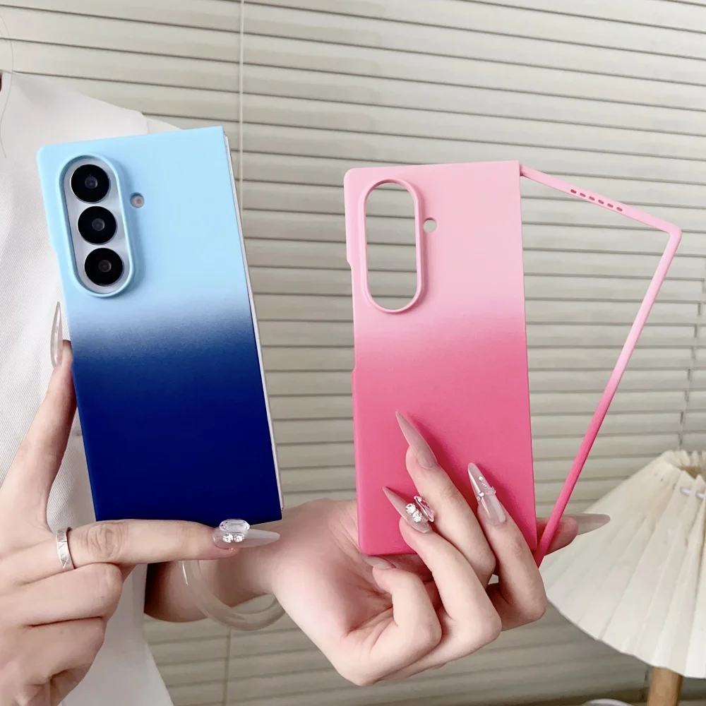 ไล่โทนสีที่มีสีสันอัลตร้าบางฮาร์ดพีซีกรณีสําหรับS Amsung G Alaxy Z Fold7 6 5 4 3 5กรัมกันกระแทกฝาครอบป้องกันสําหรับZFold 7 6 5